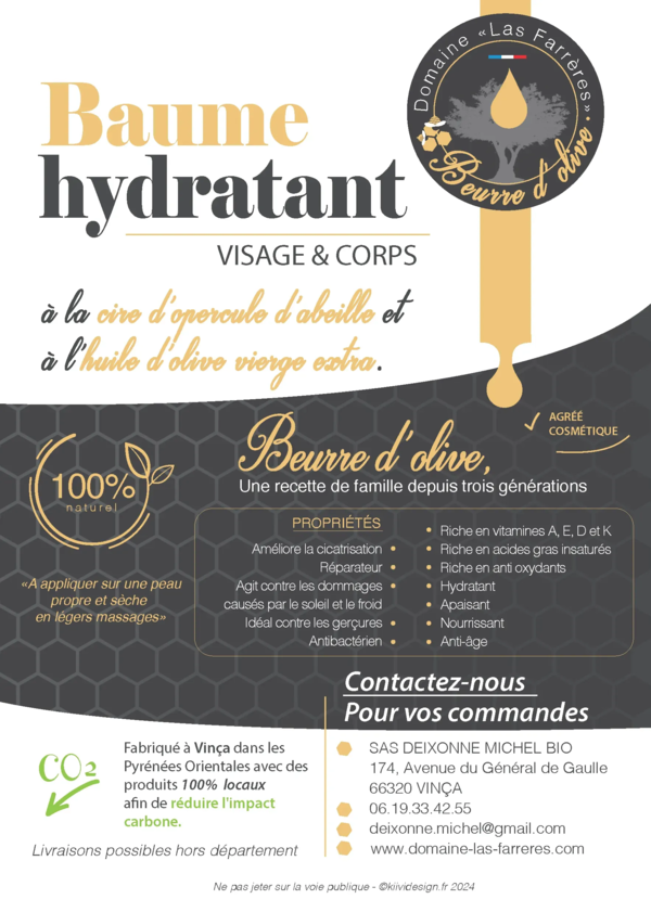 Descriptif baume hydratant au beurre d olive